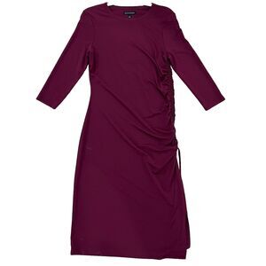 Banana Republic Soft Ponte Side-Ruched T-Shirt Dress in Burgundy Size M NWOT